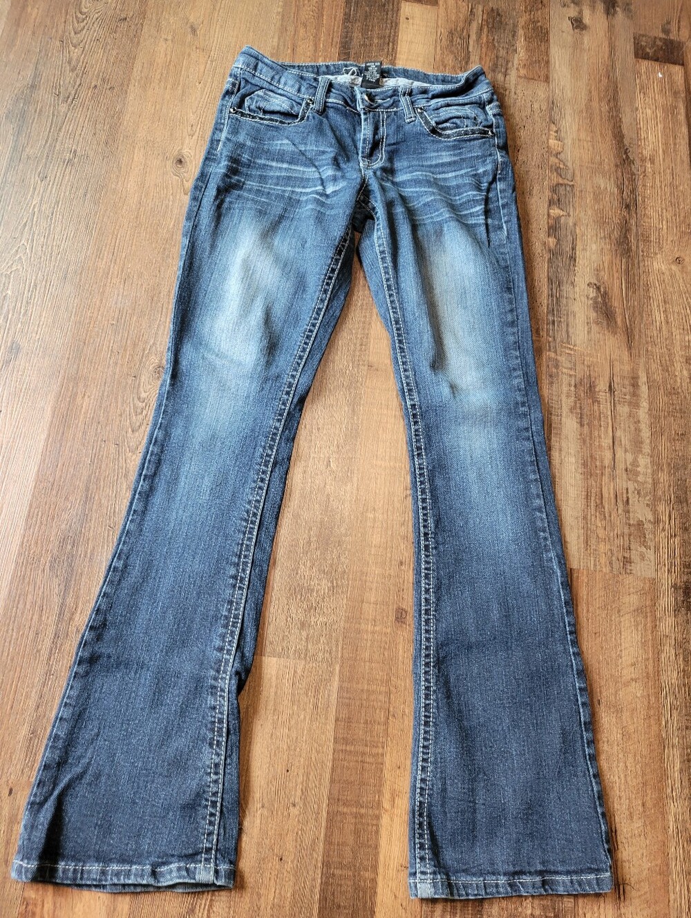 Y2K Rue21 Premiere Denim Distressed Low Rise Flare Denim Jeans